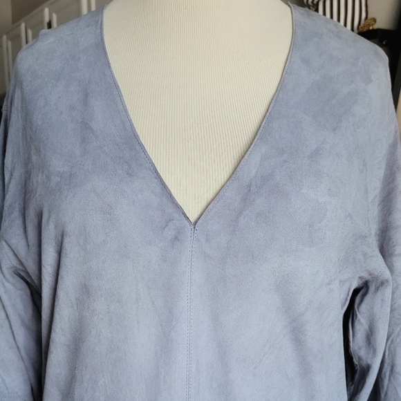 vince dress blue suede tunic shift mini - Picture 5 of 12